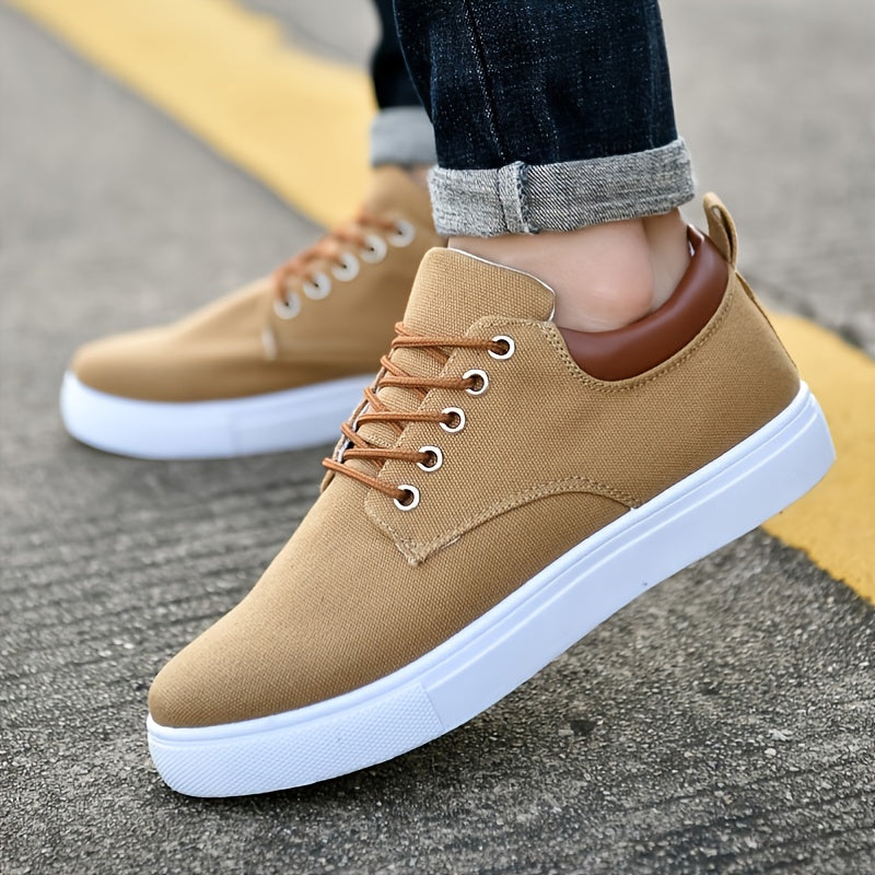 Fashion Canvas Lace-Up Skate Shoes, Comfortable Sneakers