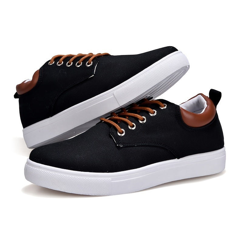 Fashion Canvas Lace-Up Skate Shoes, Comfortable Sneakers