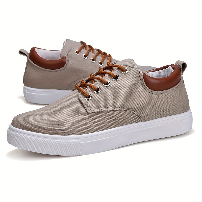 Fashion Canvas Lace-Up Skate Shoes, Comfortable Sneakers