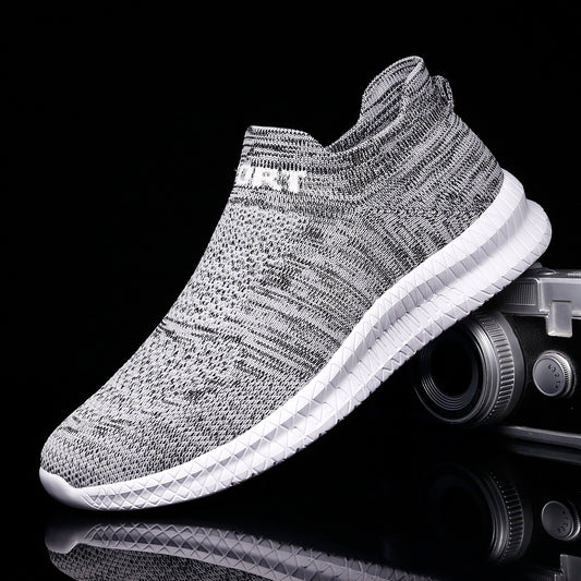 Knit Breathable Slip On Running Shoes, Comfy Sneaker