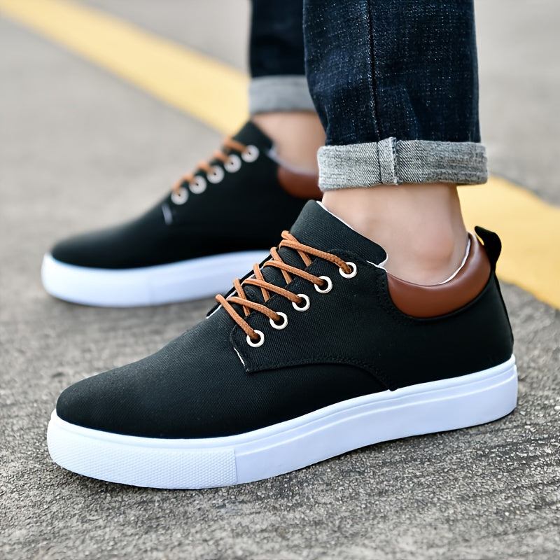 Fashion Canvas Lace-Up Skate Shoes, Comfortable Sneakers