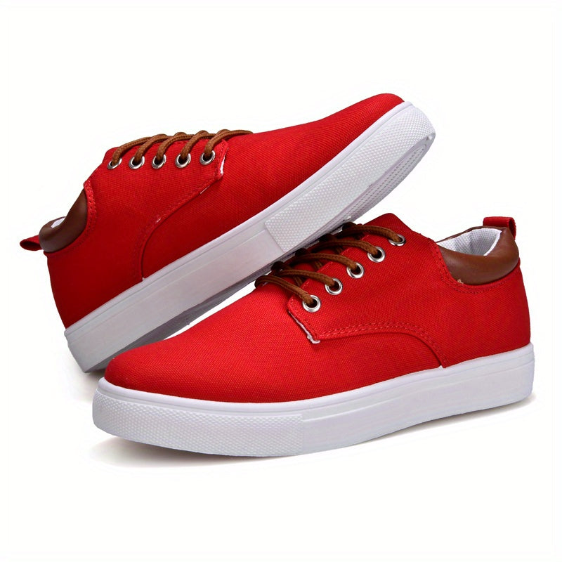Fashion Canvas Lace-Up Skate Shoes, Comfortable Sneakers