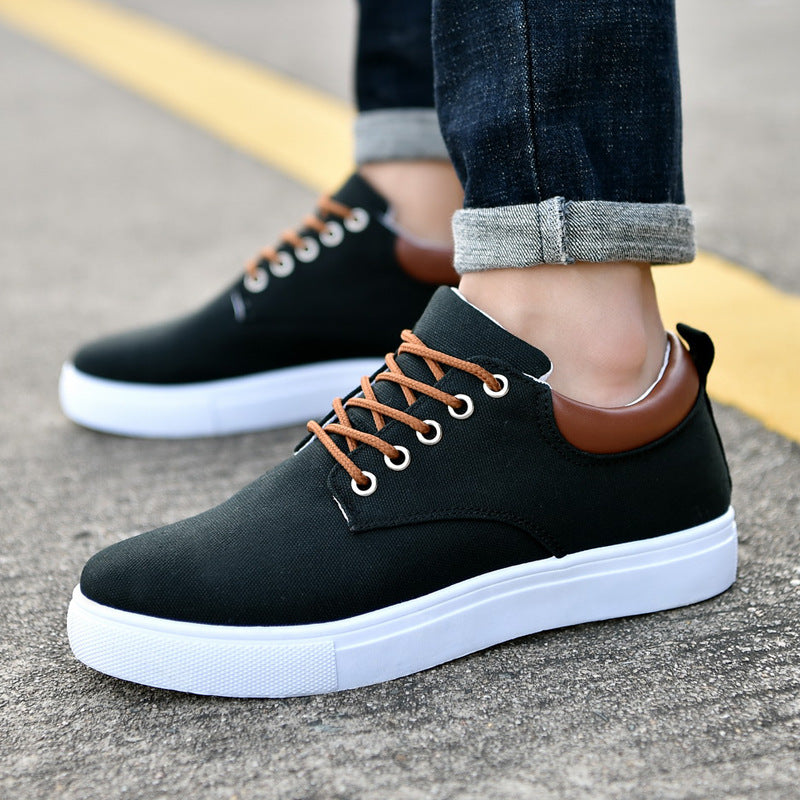 Fashion Canvas Lace-Up Skate Shoes, Comfortable Sneakers