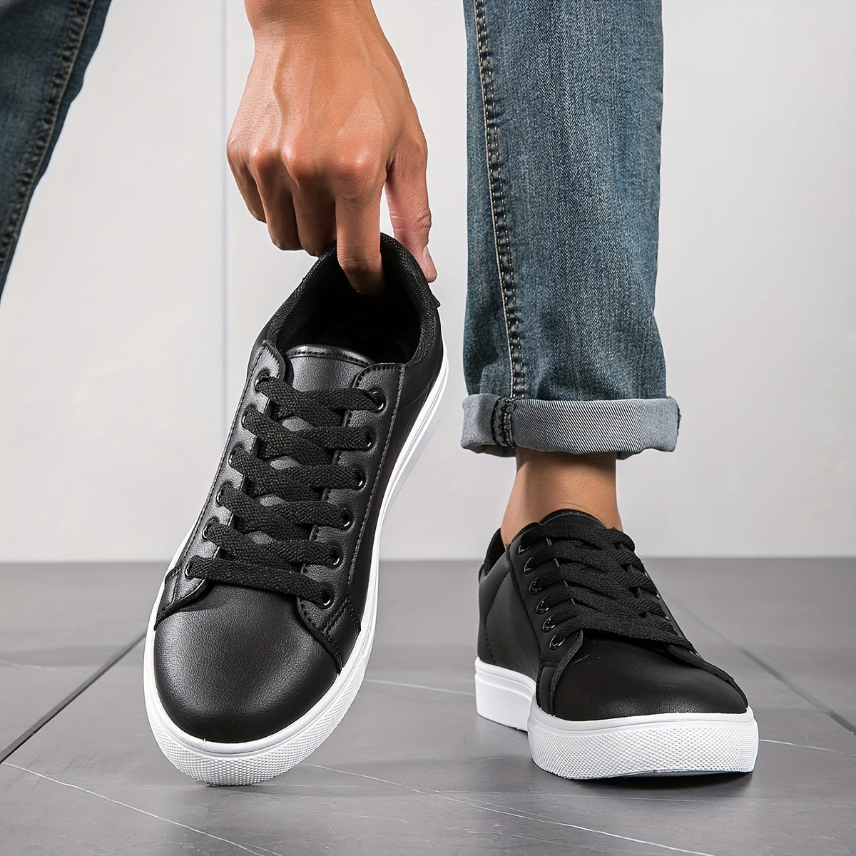 PLUS SIZE Solid Skate Shoes, Comfy Casual Sneakers