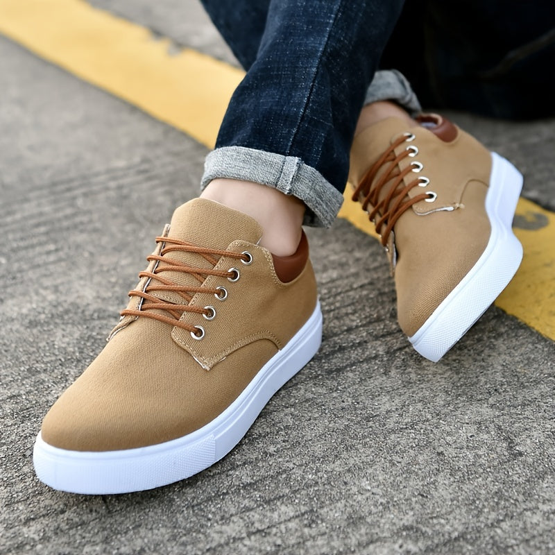 Fashion Canvas Lace-Up Skate Shoes, Comfortable Sneakers