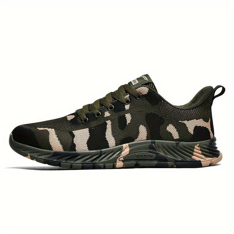 Trendy Woven Knit Camouflage Sneakers, Breathable Shoes