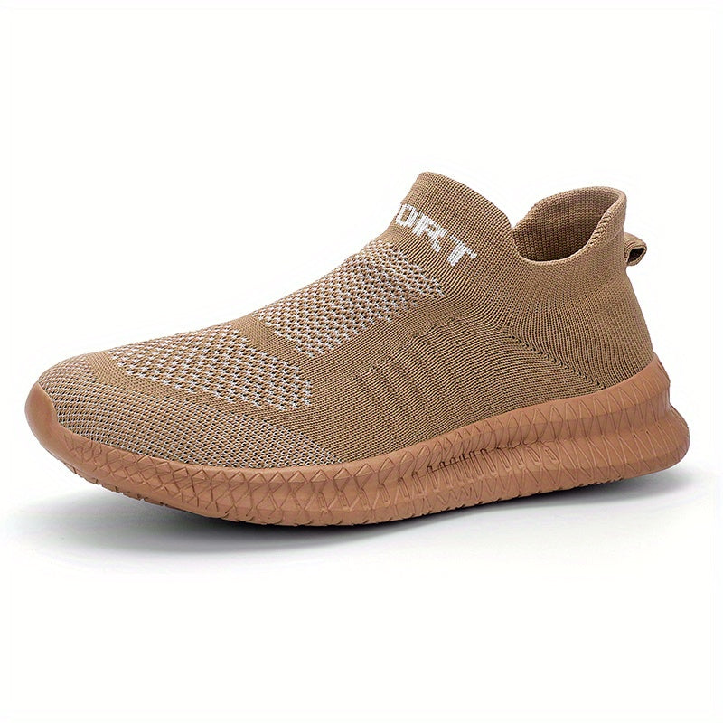Knit Breathable Slip On Running Shoes, Comfy Sneaker