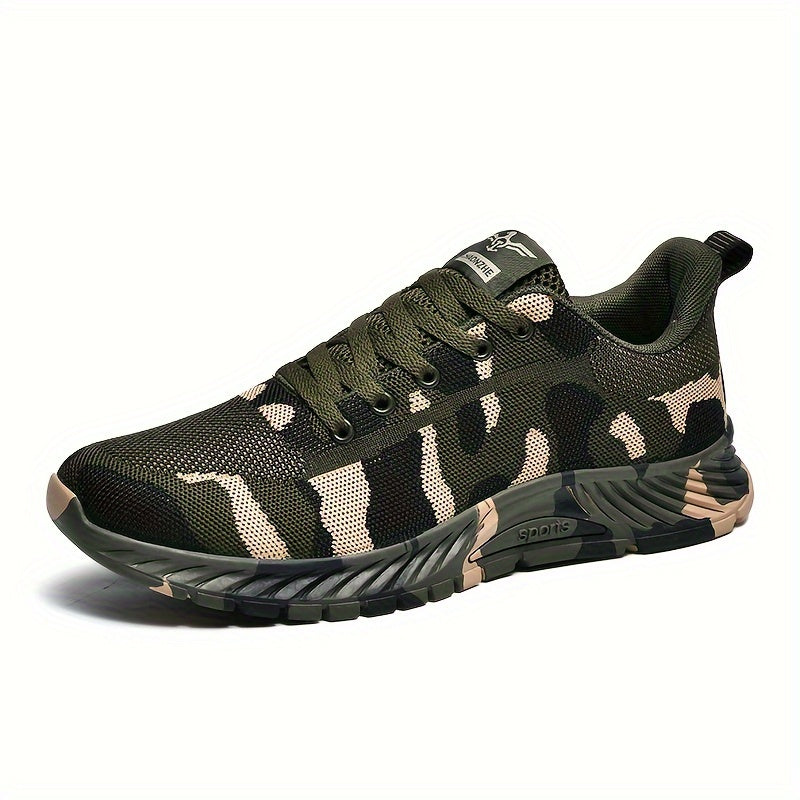 Trendy Woven Knit Camouflage Sneakers, Breathable Shoes