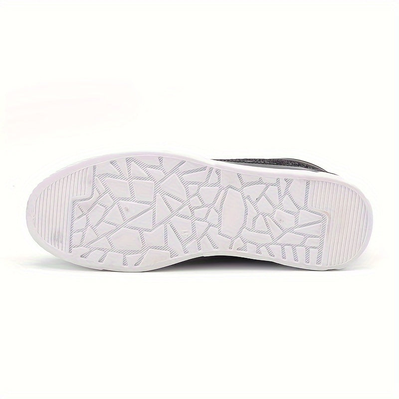 Faux Patent Leather High Top Skate Shoes, Comfy Sneakers