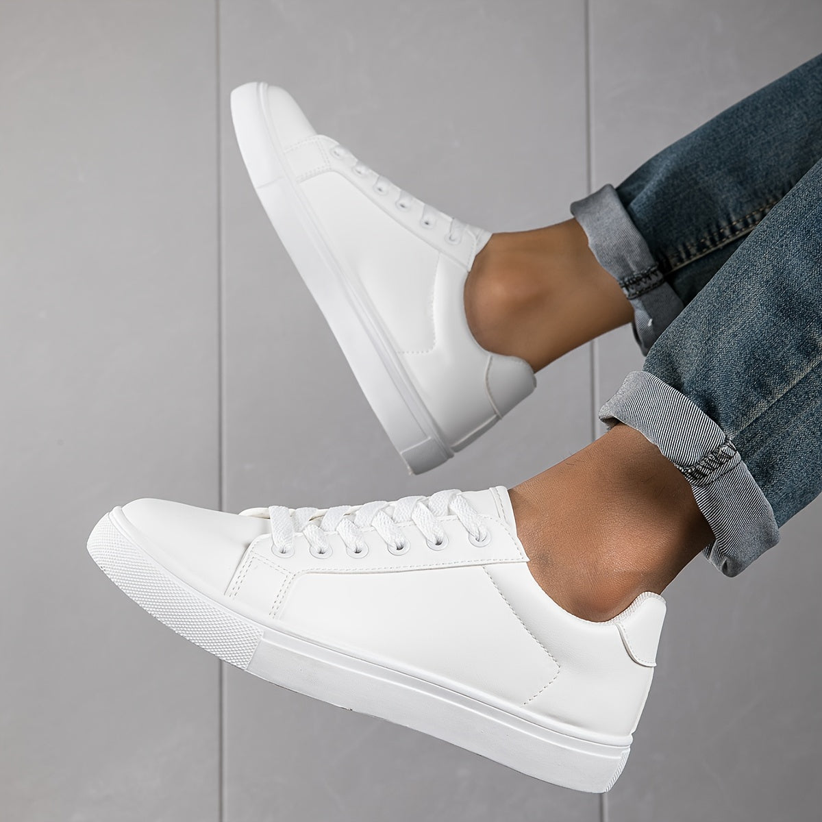 PLUS SIZE Solid Skate Shoes, Comfy Casual Sneakers