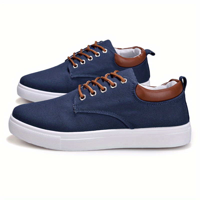Fashion Canvas Lace-Up Skate Shoes, Comfortable Sneakers