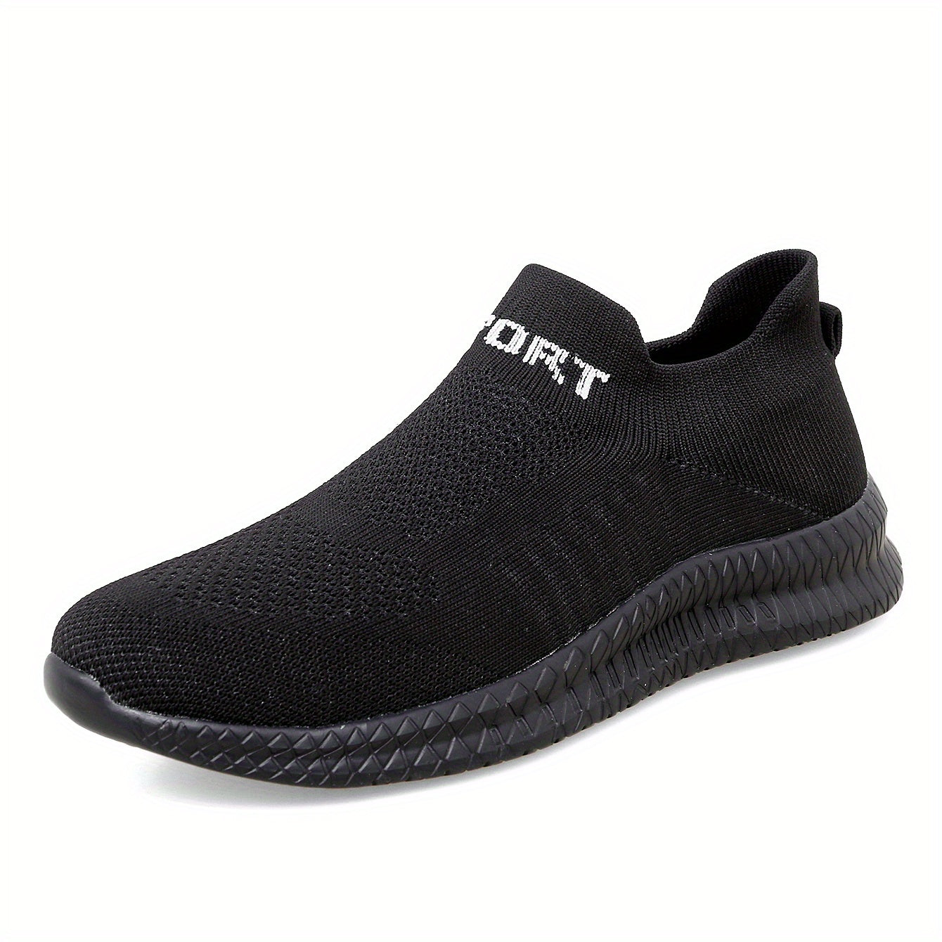 Knit Breathable Slip On Running Shoes, Comfy Sneaker