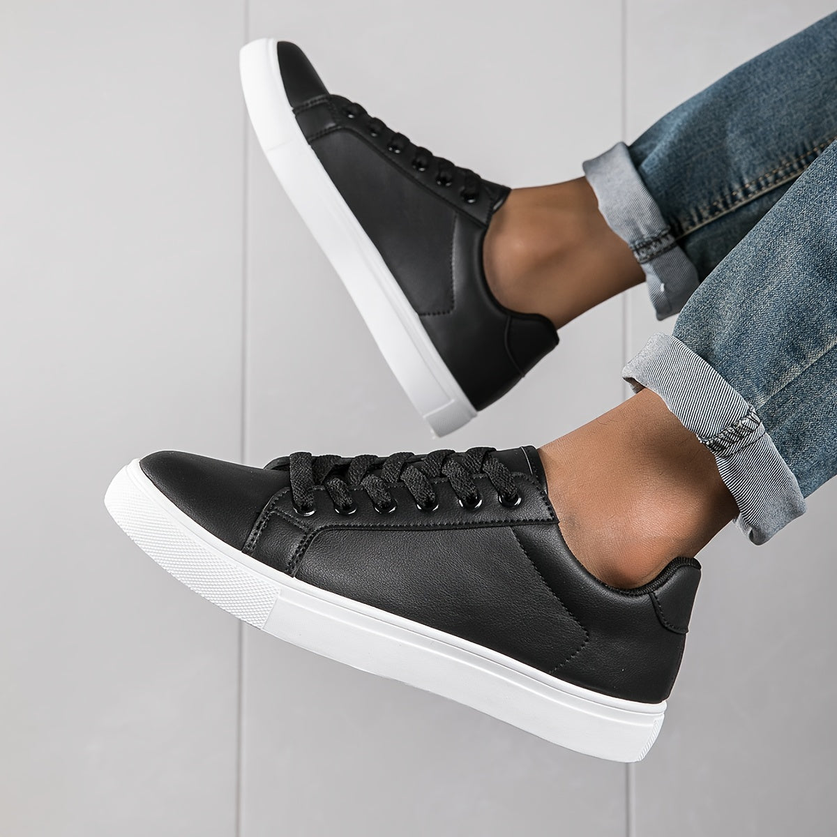 PLUS SIZE Solid Skate Shoes, Comfy Casual Sneakers