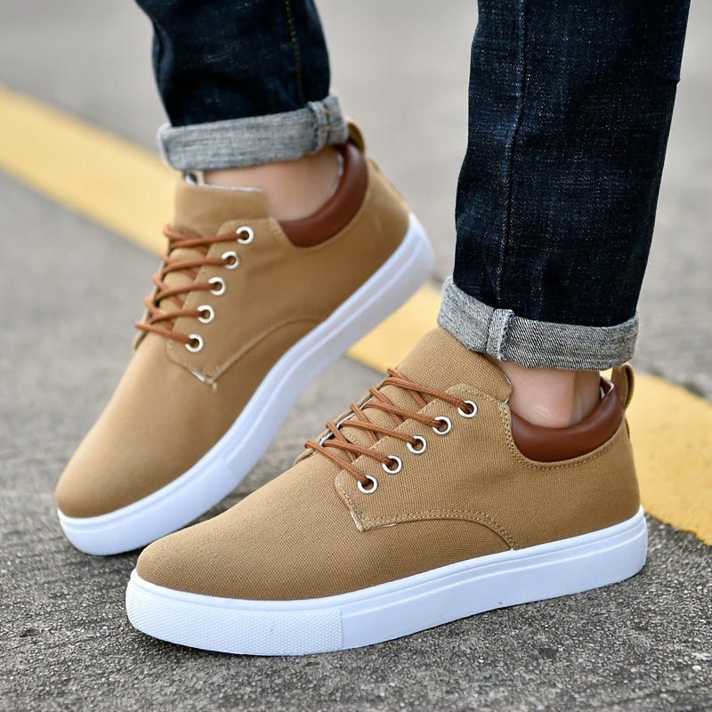 Fashion Canvas Lace-Up Skate Shoes, Comfortable Sneakers