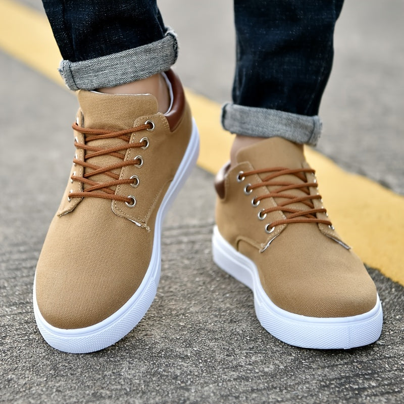 Fashion Canvas Lace-Up Skate Shoes, Comfortable Sneakers